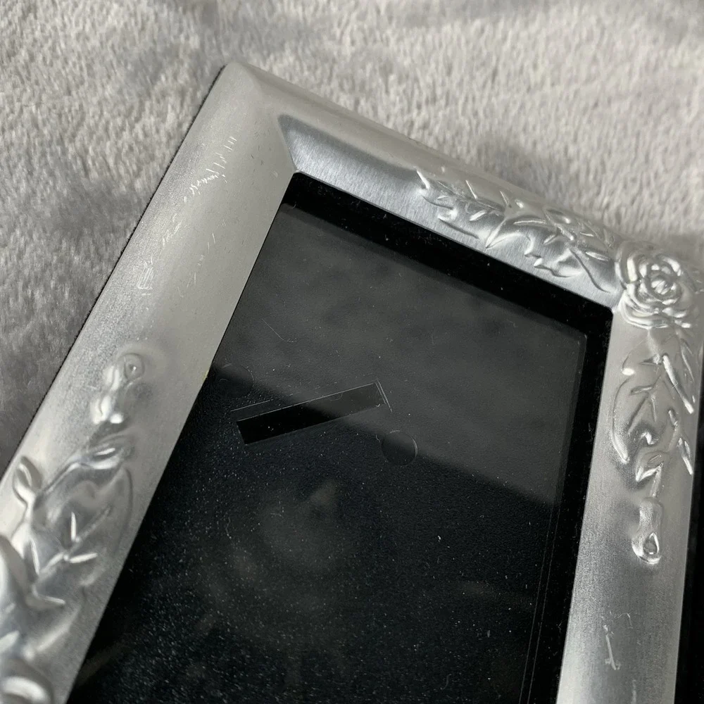 Pair Of Mini Pewter Picture Frames Silver Deco Style Cottage Decor Note Flaws
